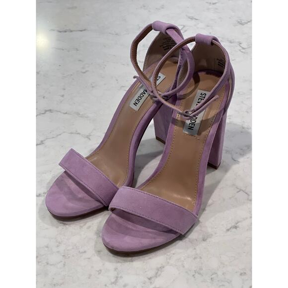 Steve Madden Women’s Carrson Leather Heeled Sandal Size 6.5 Purple Party Fairy - Picture 2 of 7